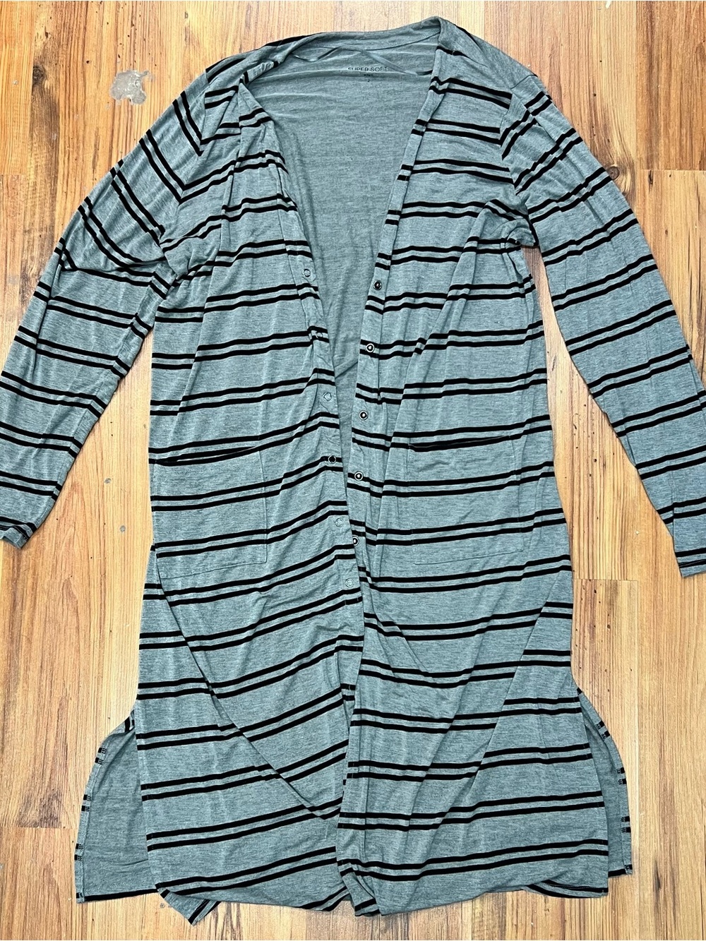 torrid Gray and Black Striped Long Cardigan